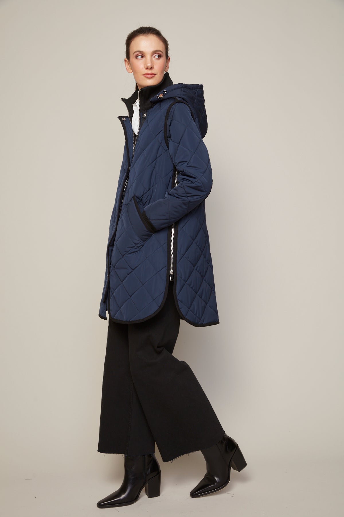 Libby Quilted Coat in Navy