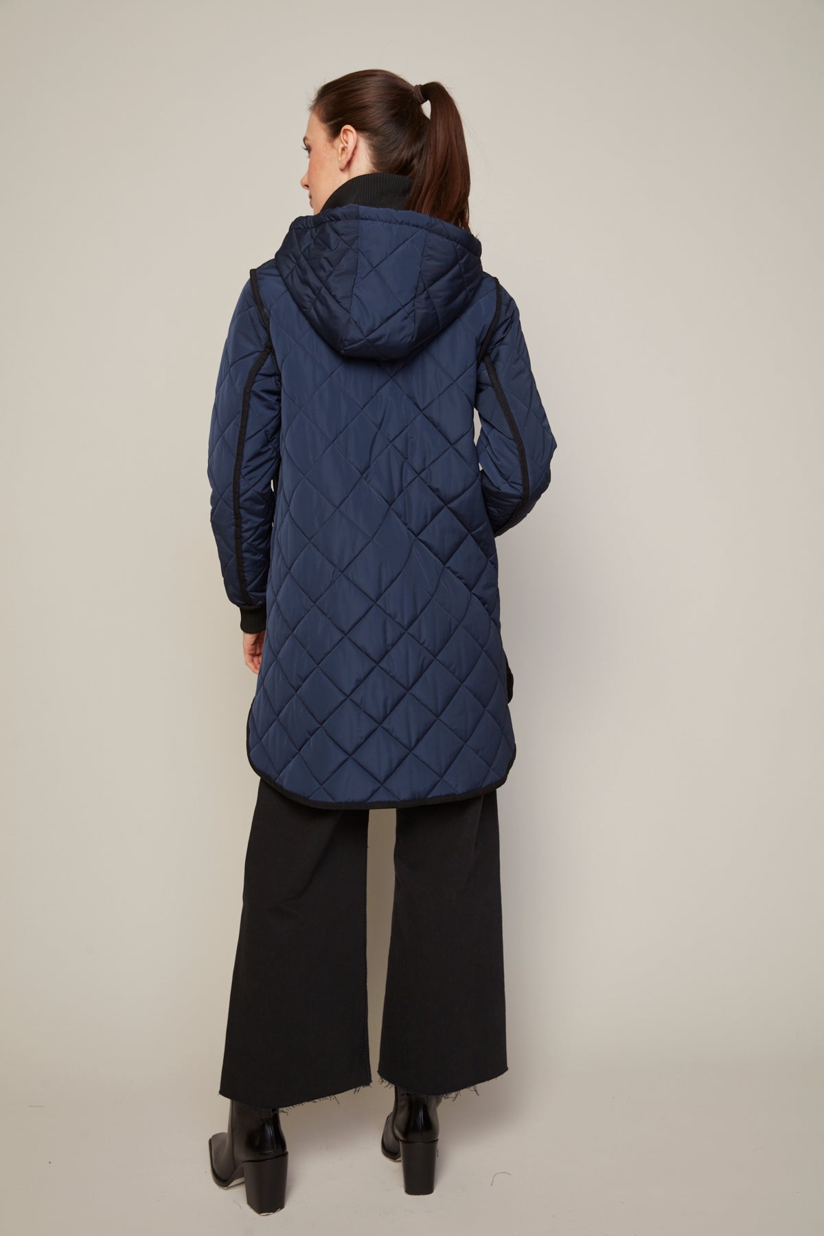 Libby Quilted Coat in Navy