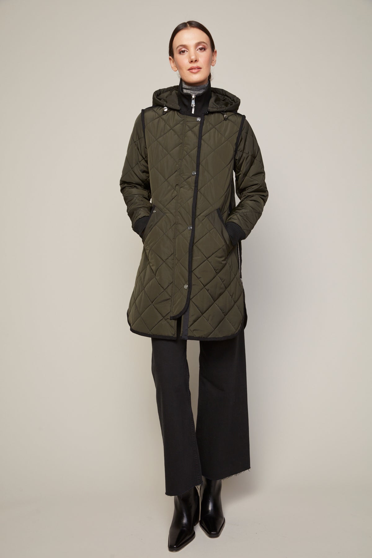 Libby Quilted Coat in Forest Green
