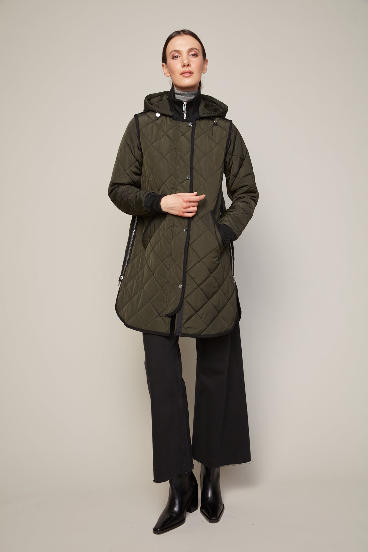 Libby Quilted Coat in Forest Green
