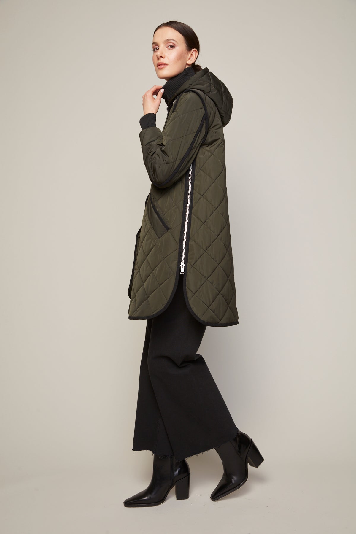 Libby Quilted Coat in Forest Green