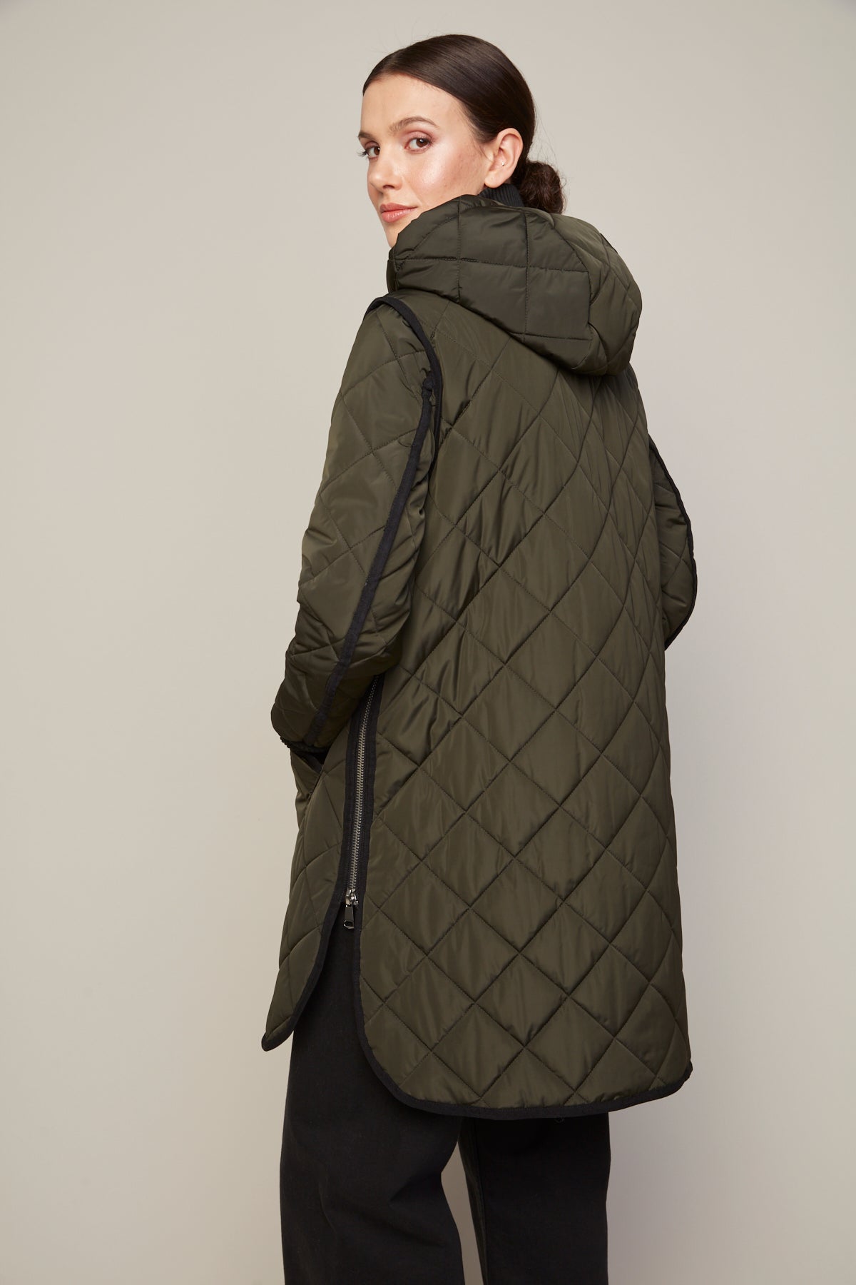 Libby Quilted Coat in Forest Green