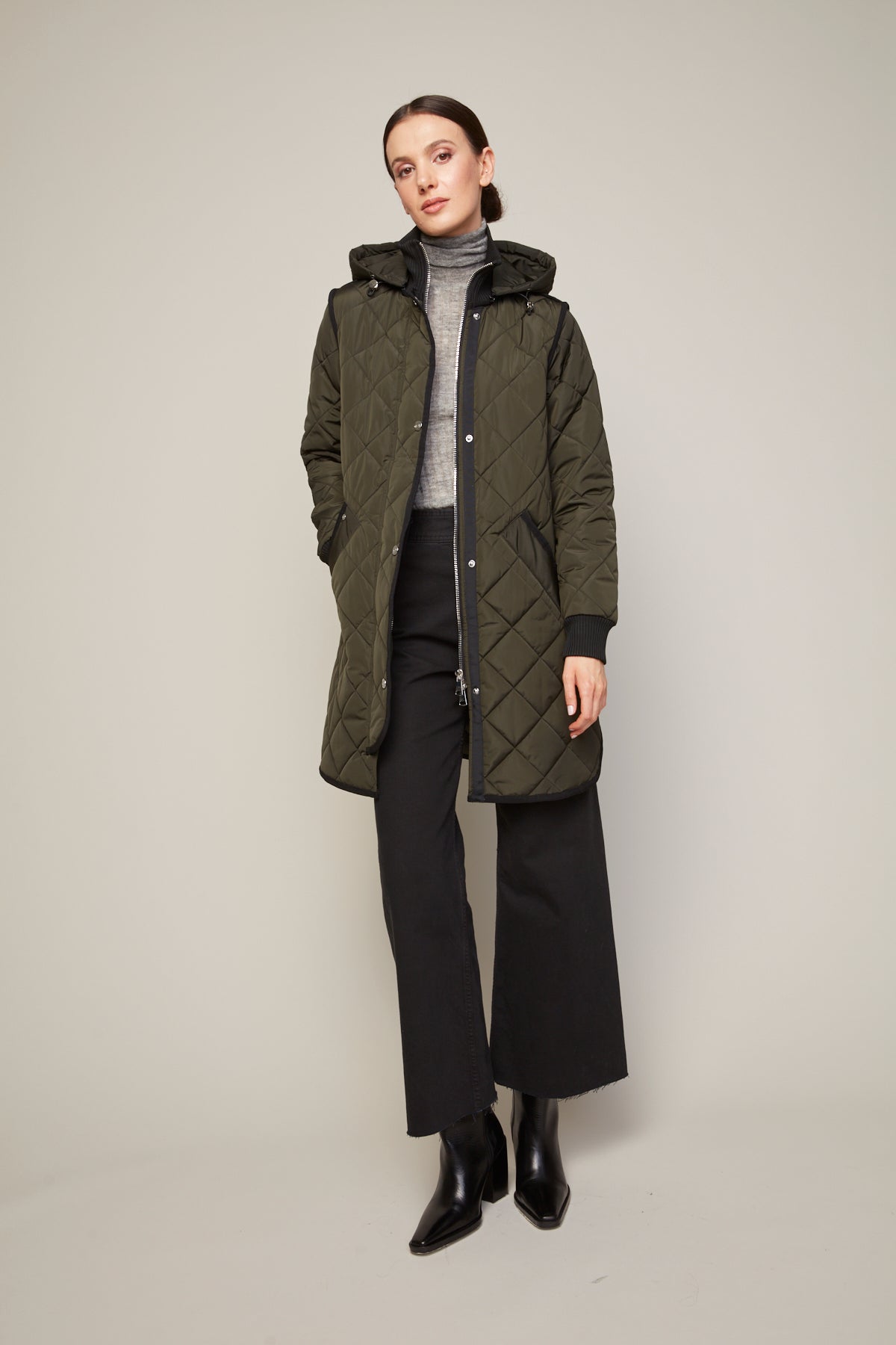 Libby Quilted Coat in Forest Green