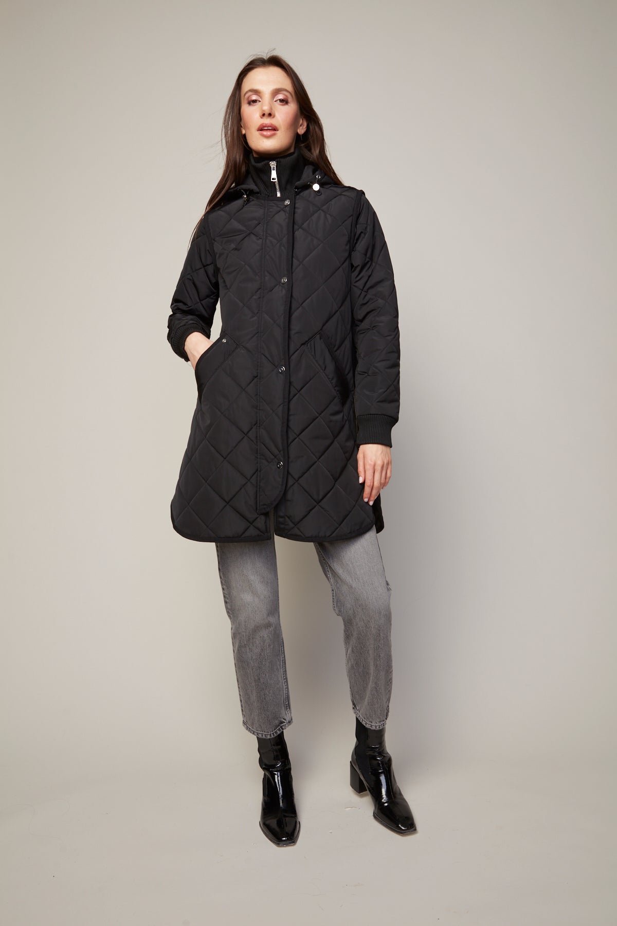 Libby Quilted Coat in Black