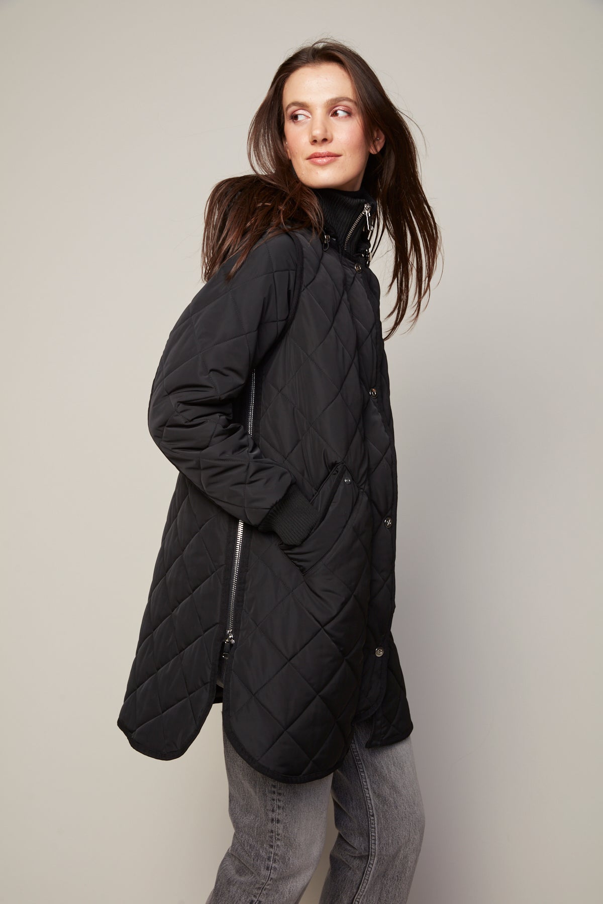 Libby Quilted Coat in Black