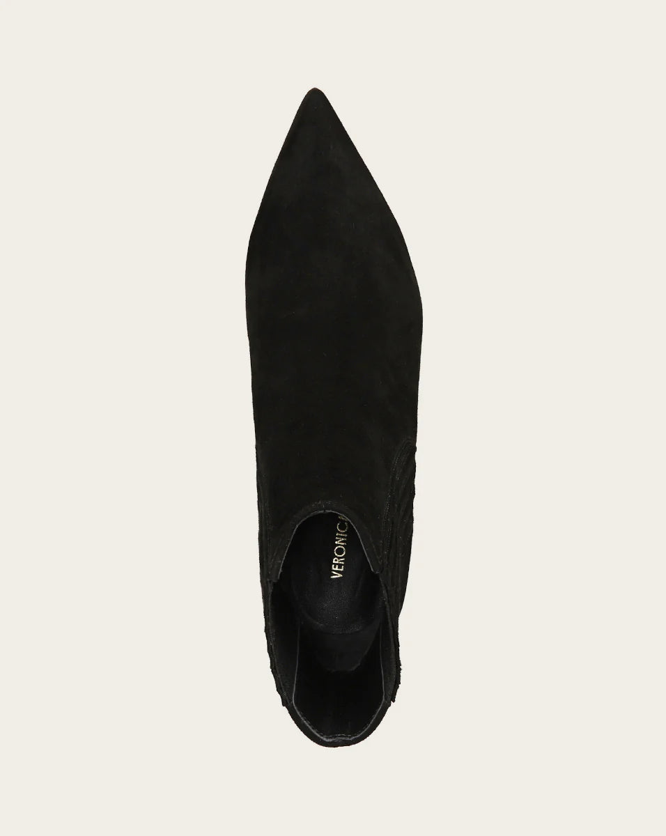 Lisa Mid-Heel Suede Bootie in Black