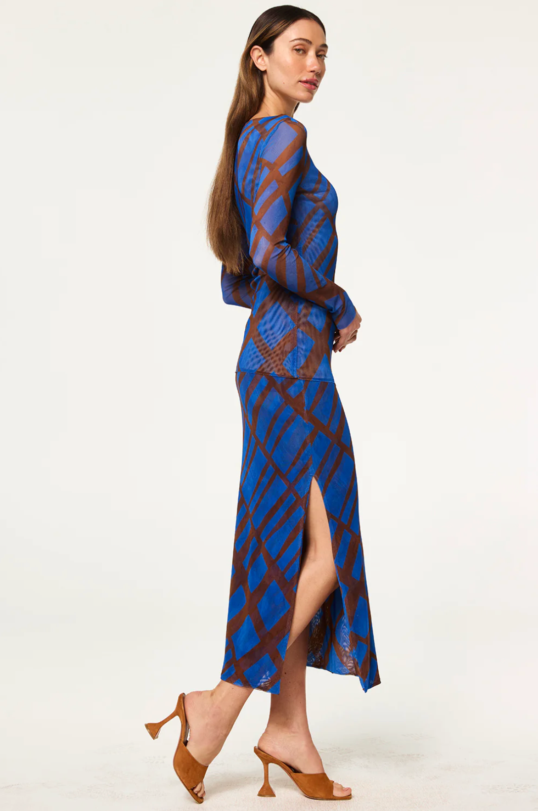 Lira Top in Blue/Brown Matrix Mesh