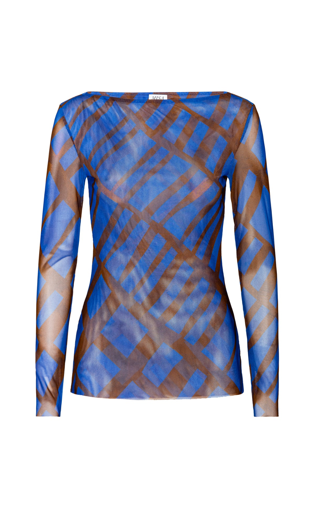 Lira Top in Blue/Brown Matrix Mesh