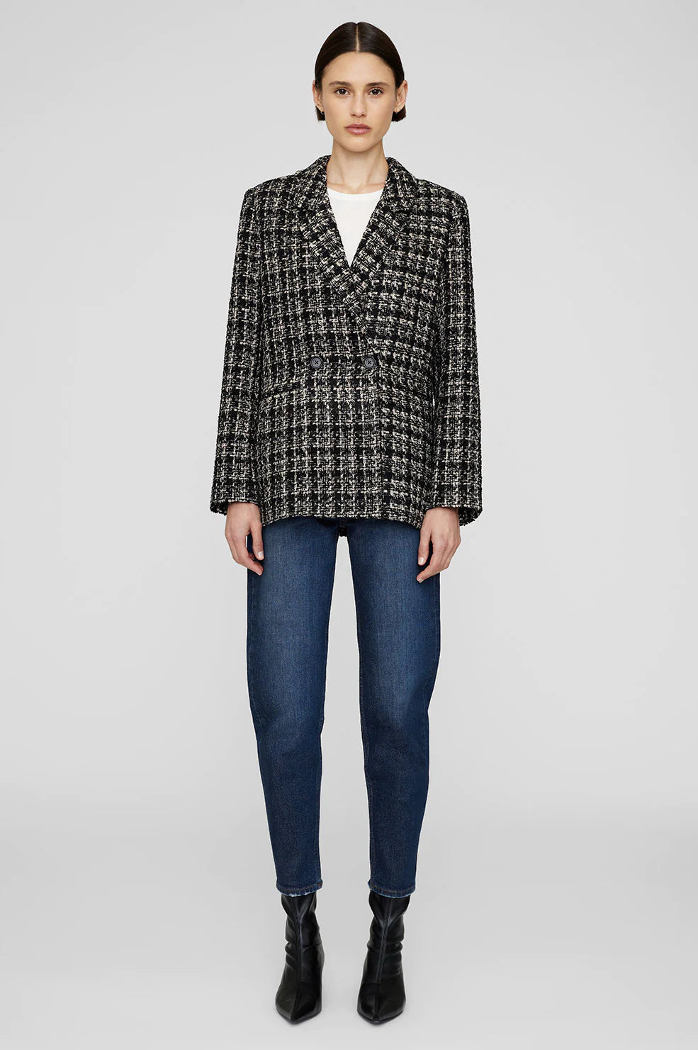 Madeleine Blazer in Tan and Black Tweed