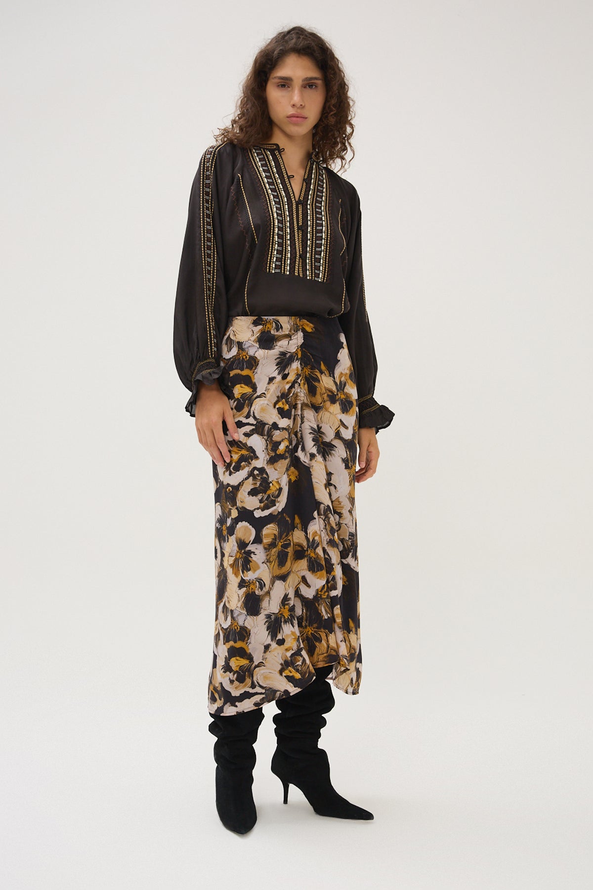 Carroll Bonny Long Skirt in Brown