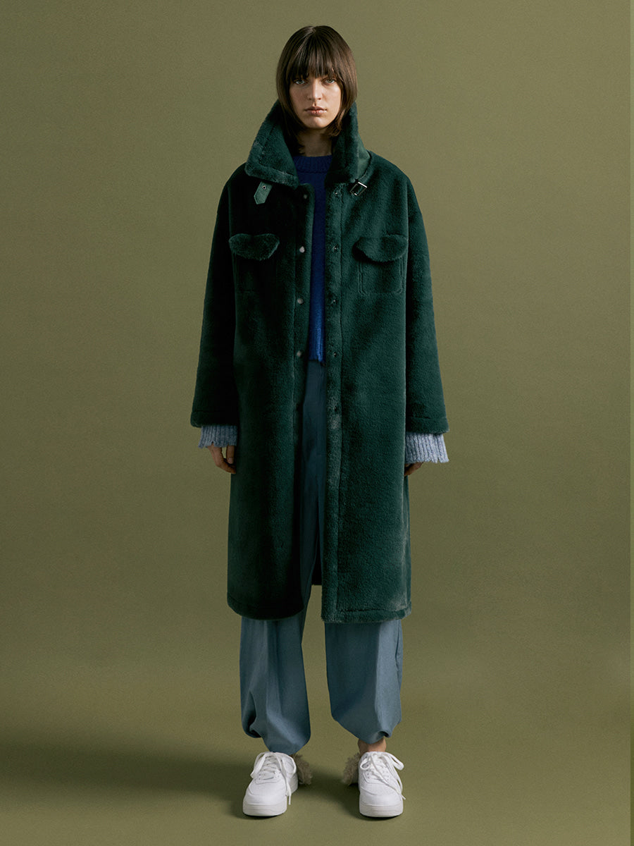 Coco Shearling Coat in Steel