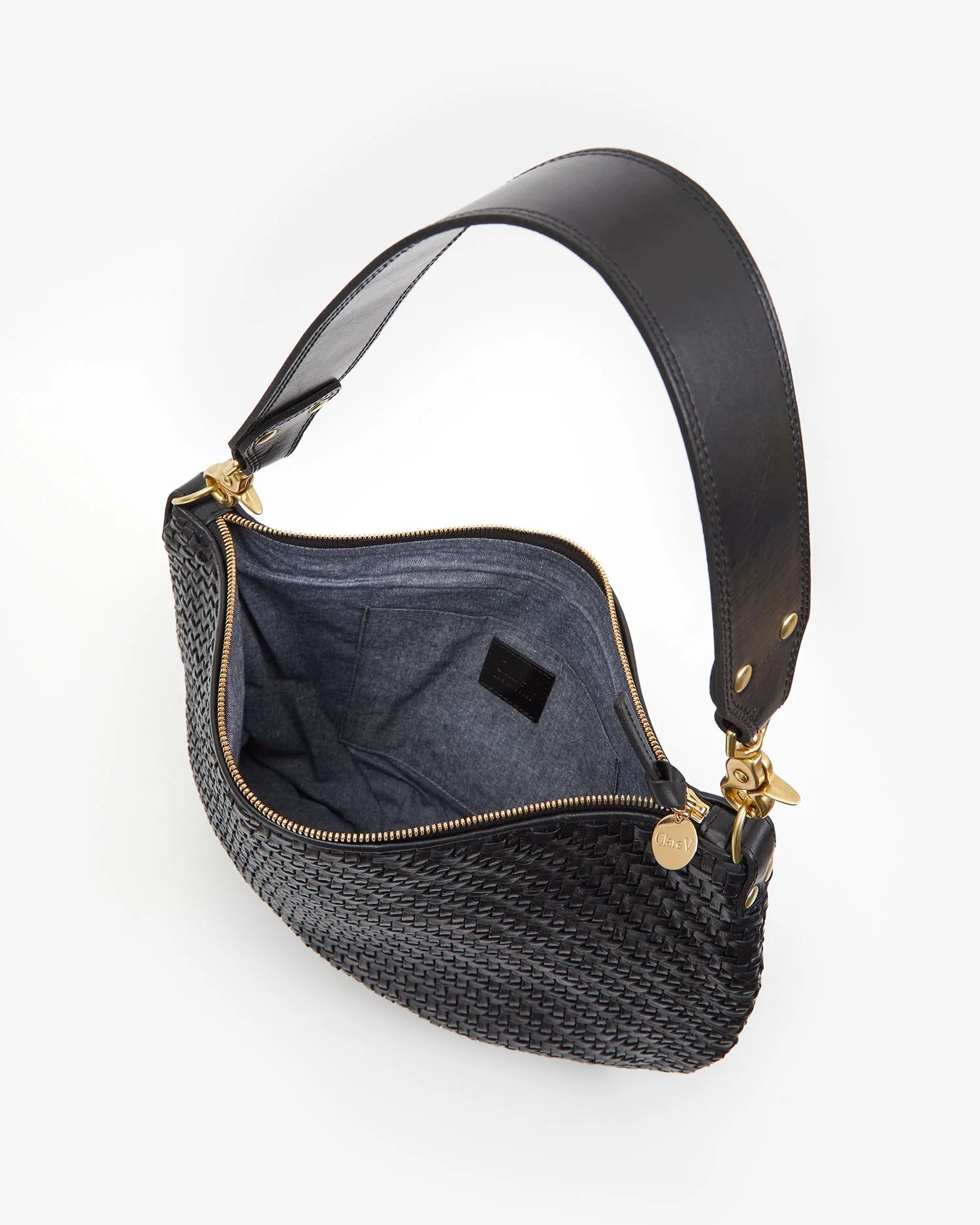 Moyen Messenger in Black Woven Zig Zag