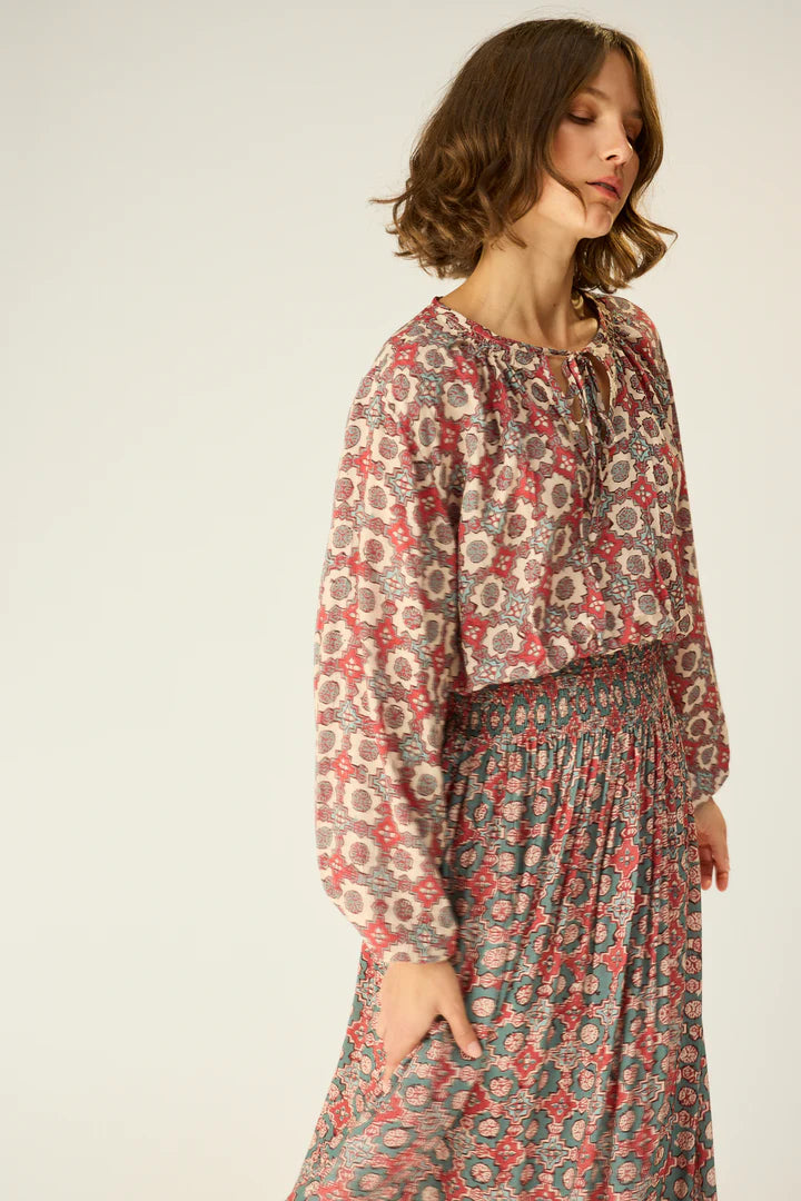 Amelia Top in Spanish Tile Almond