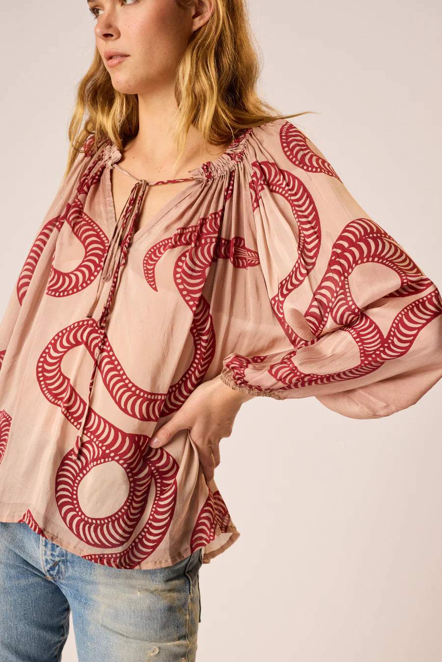 Ashley Top in Ament Snake Bone