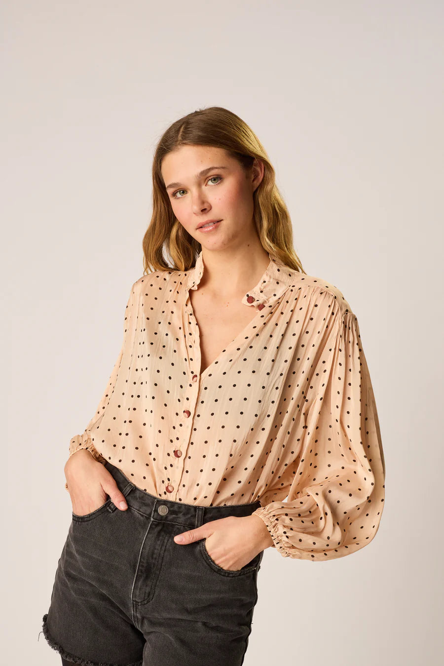 Iris Top in Polka Dot Creama