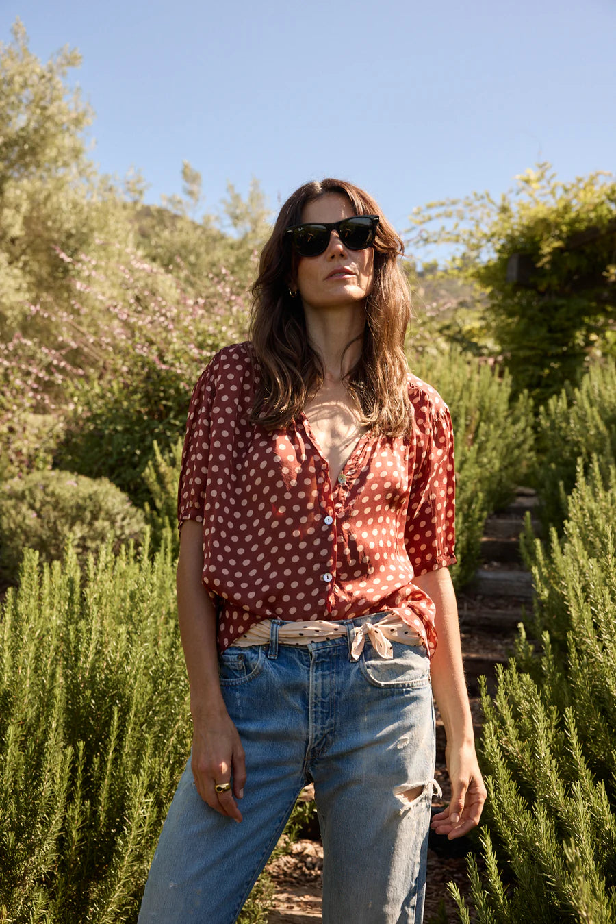 Square Scarf in Polka Dot Creama
