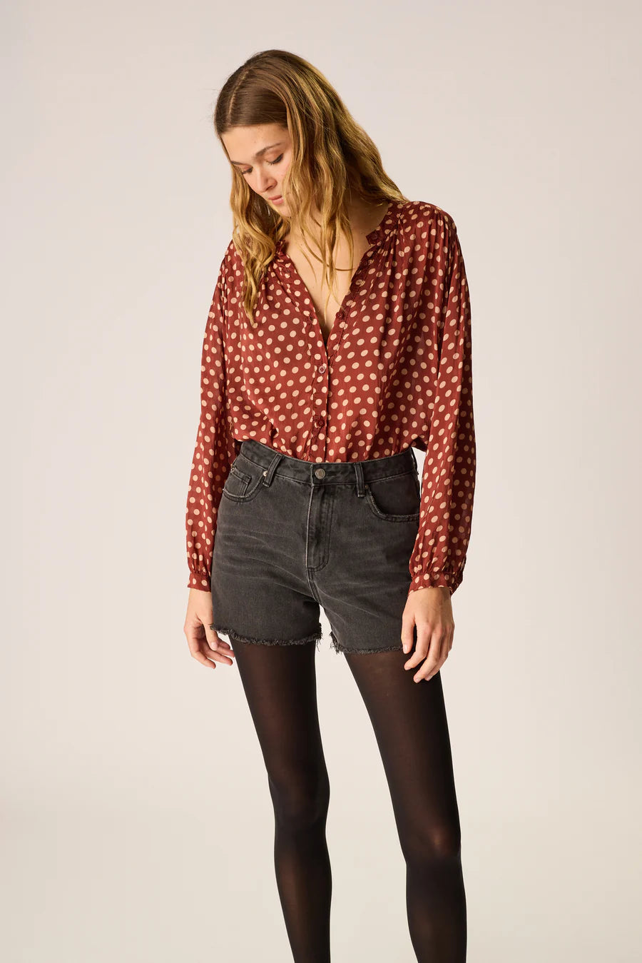 Tolan Shirt in Polka Dot Cappuccino