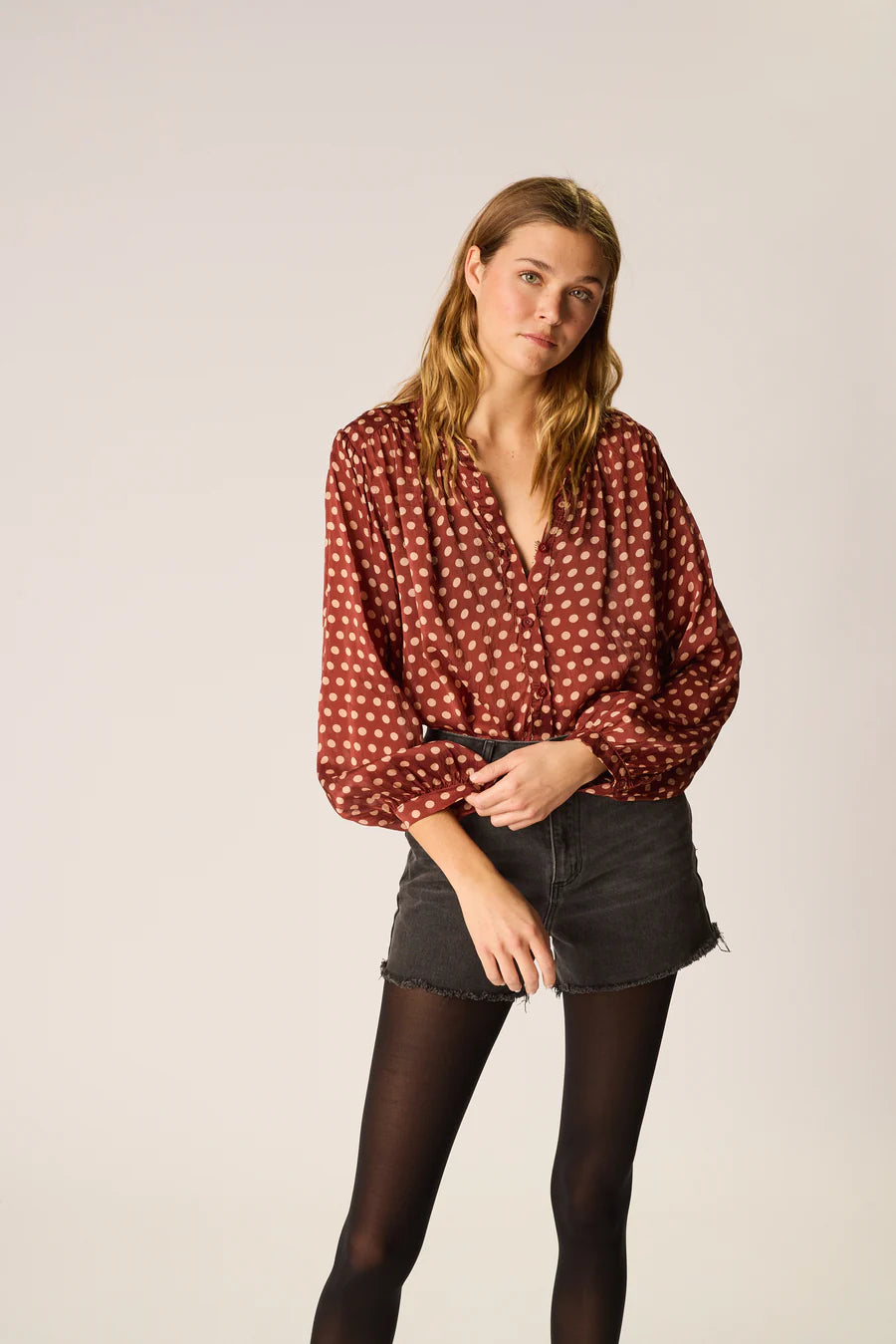 Tolan Shirt in Polka Dot Cappuccino