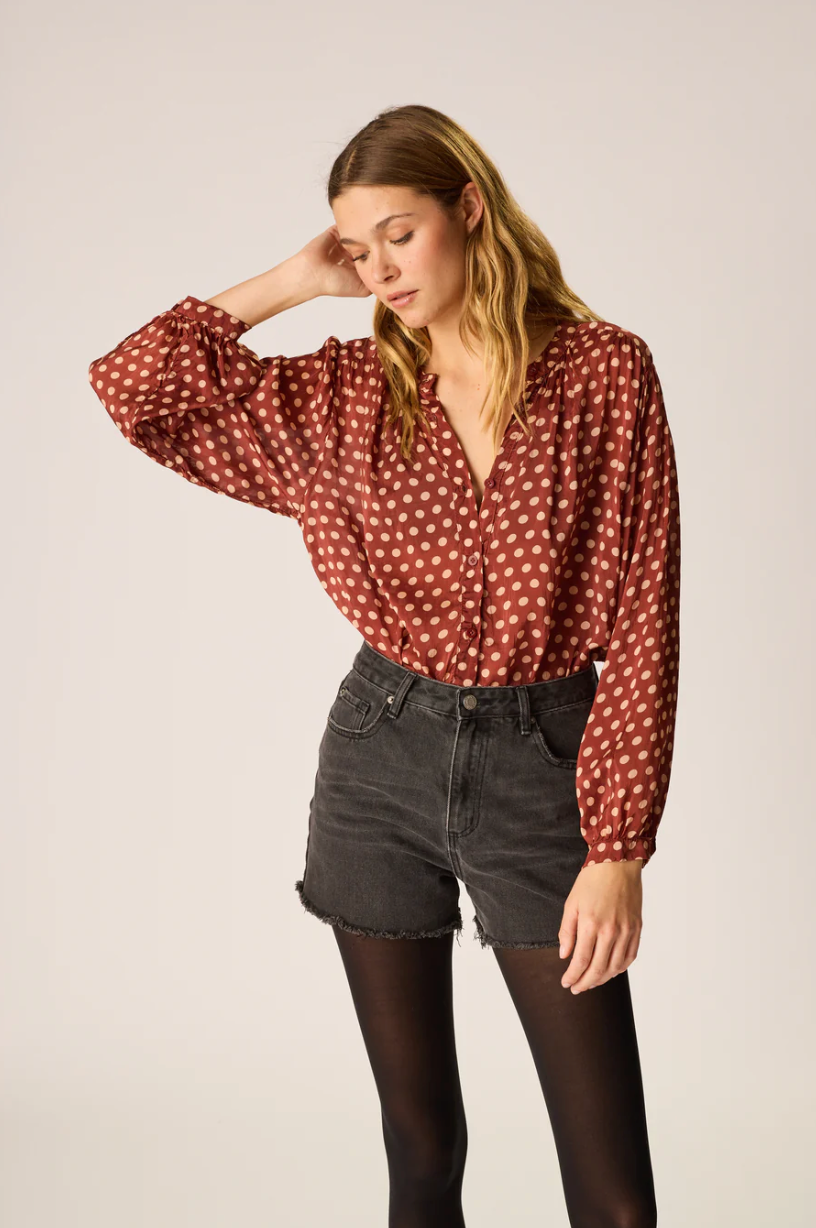 Tolan Shirt in Polka Dot Cappuccino