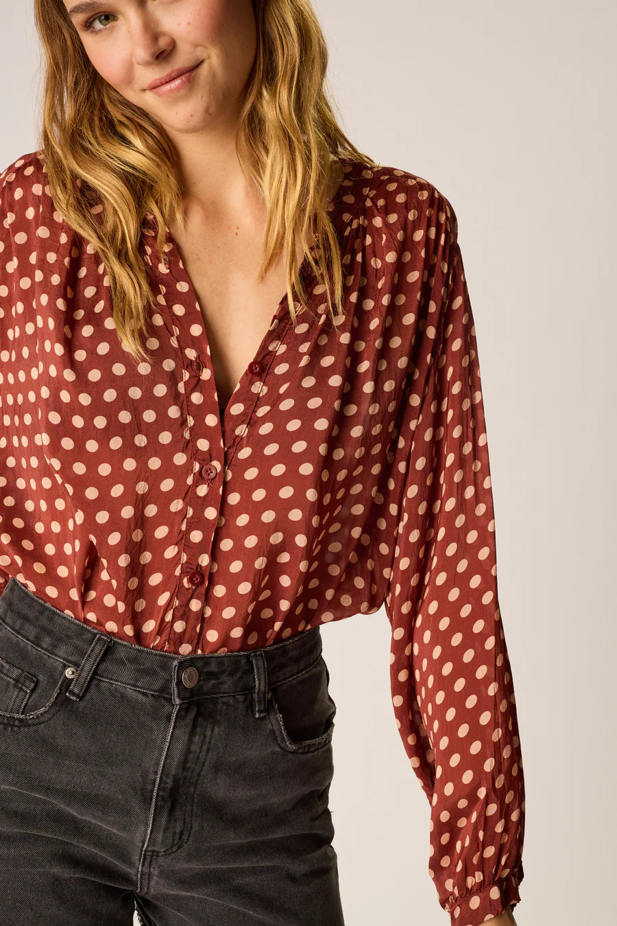 Tolan Shirt in Polka Dot Cappuccino
