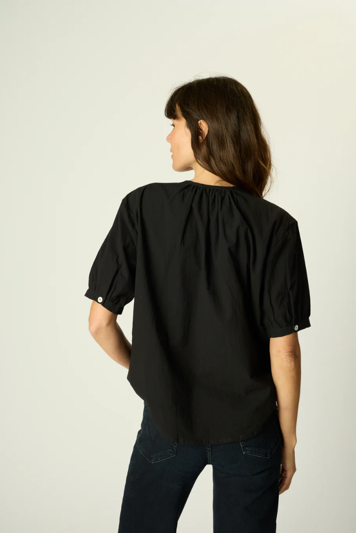 Violet Top in Black Flat Cotton