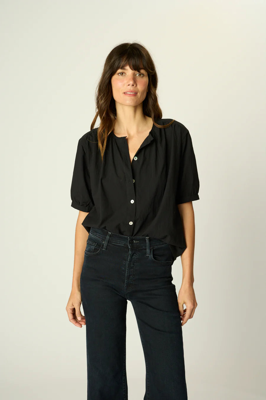 Violet Top in Black Flat Cotton