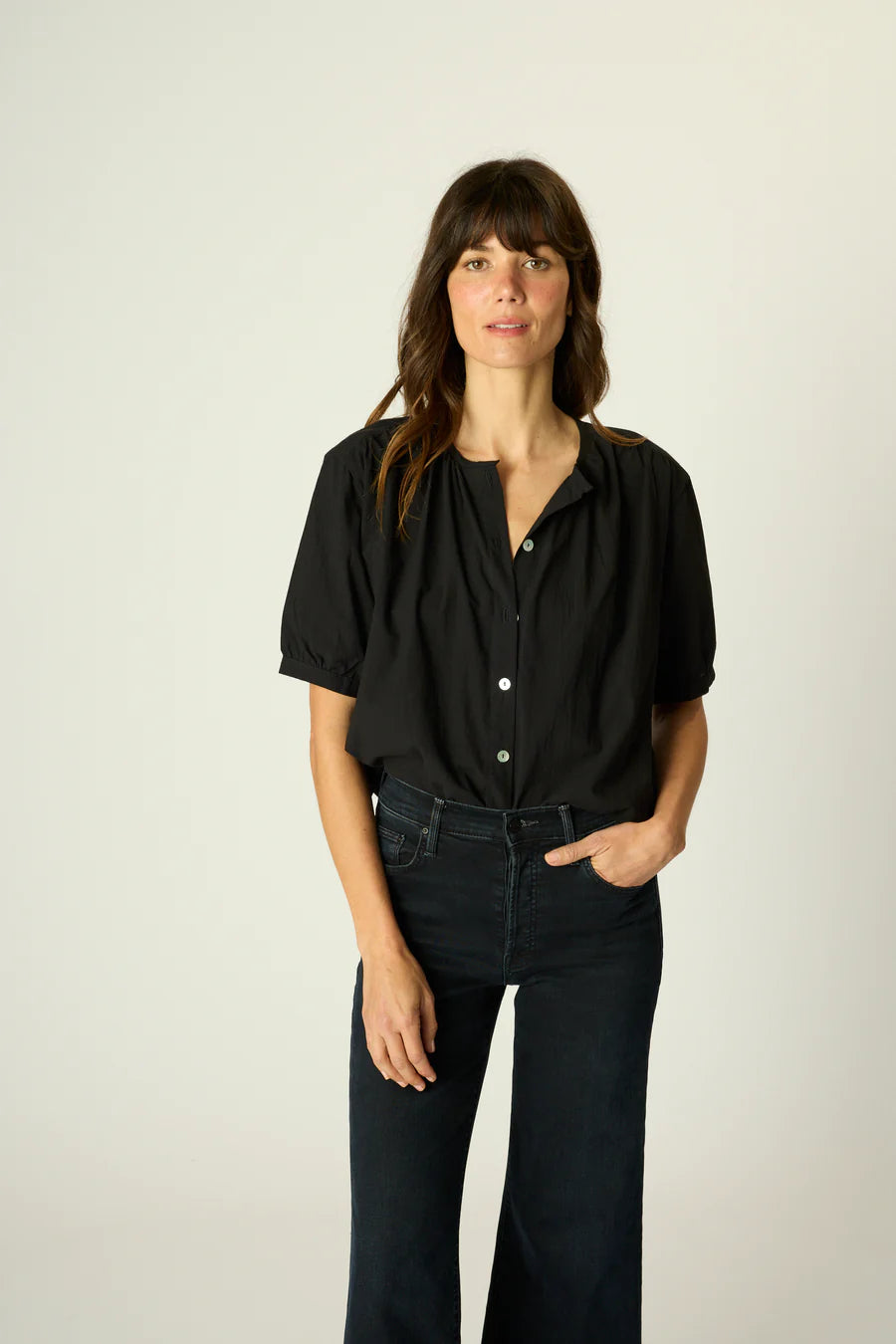 Violet Top in Black Flat Cotton