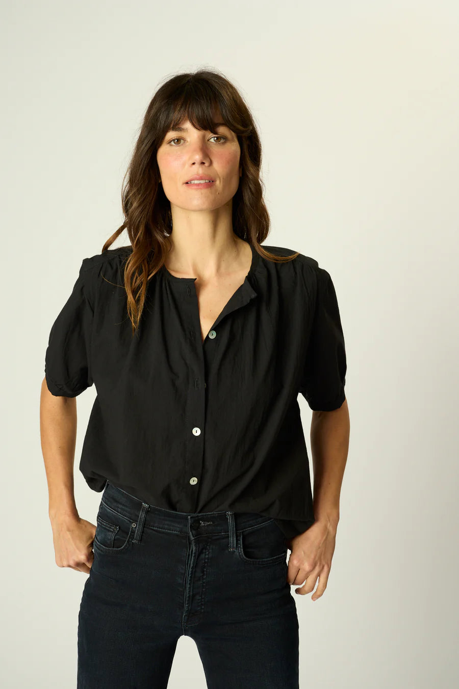 Violet Top in Black Flat Cotton