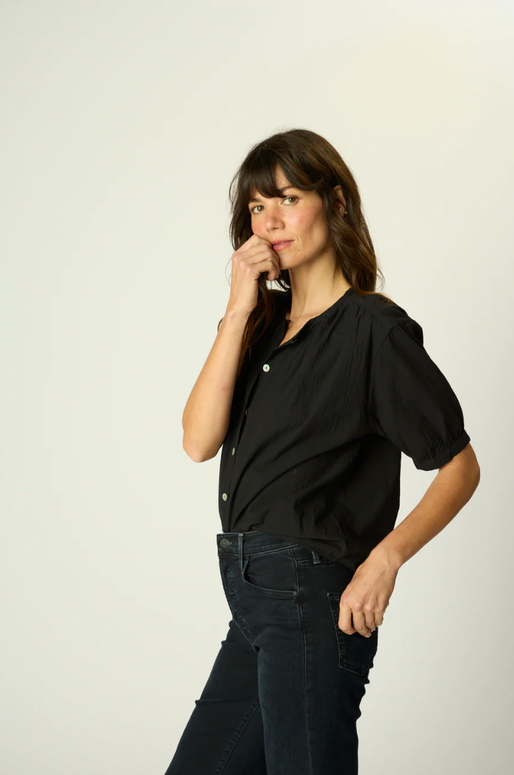 Violet Top in Black Flat Cotton