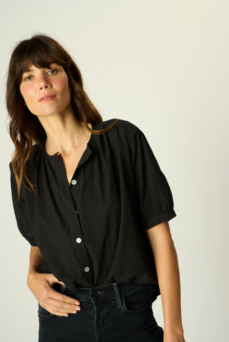Violet Top in Black Flat Cotton
