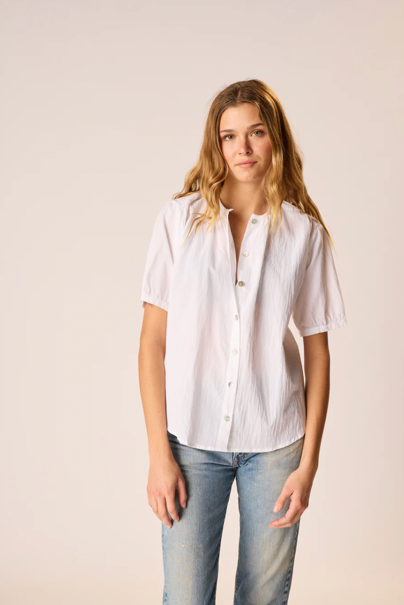 Violet Top in White Flat Cotton