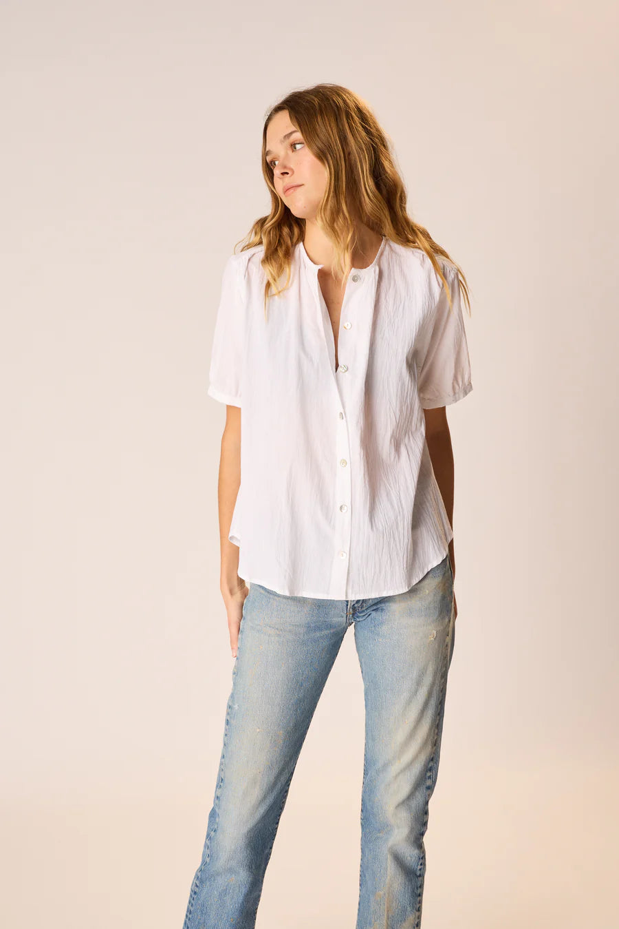 Violet Top in White Flat Cotton