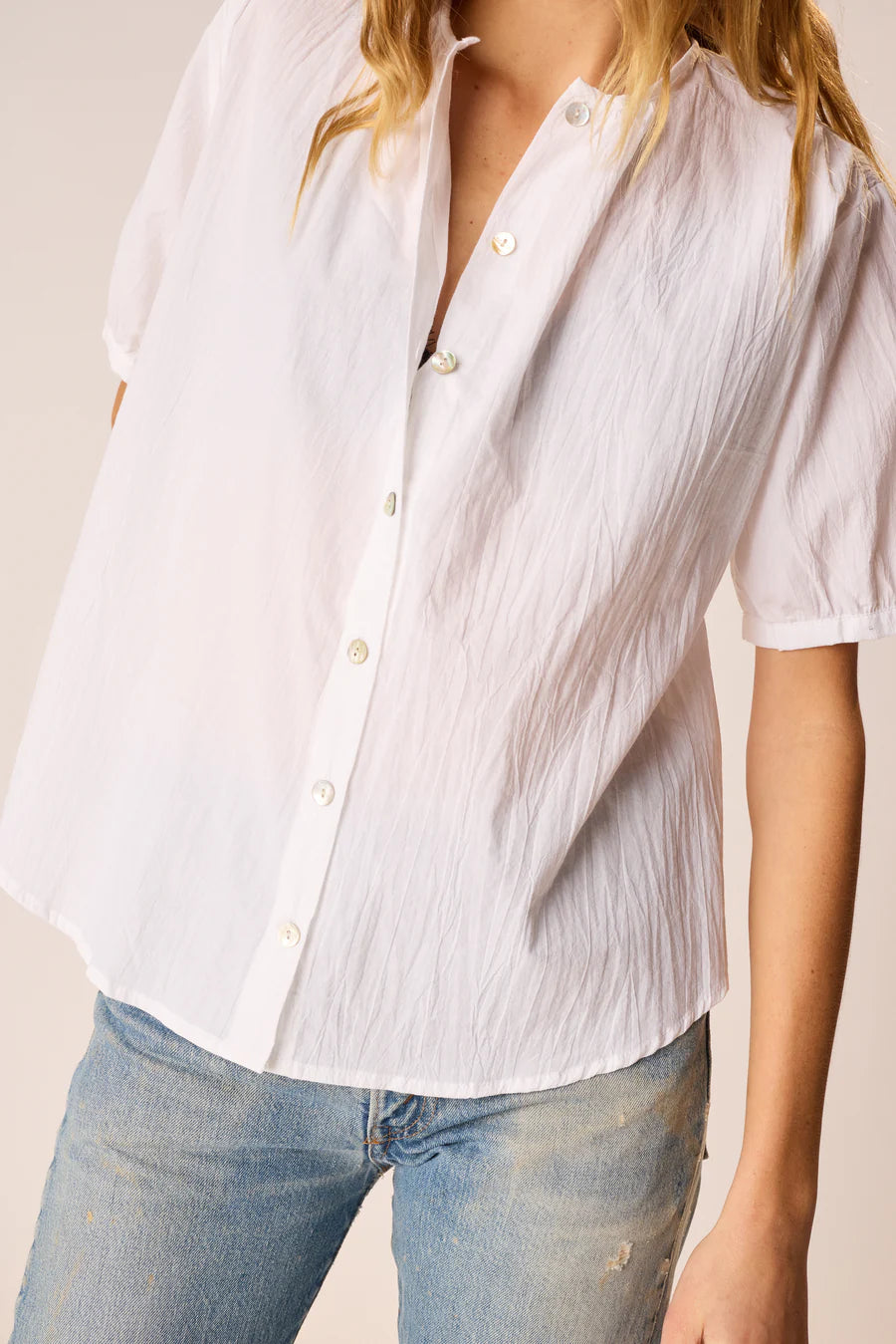 Violet Top in White Flat Cotton