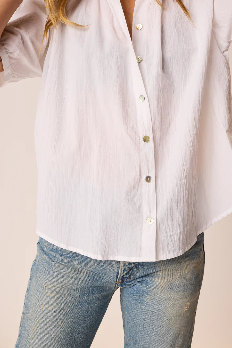 Violet Top in White Flat Cotton