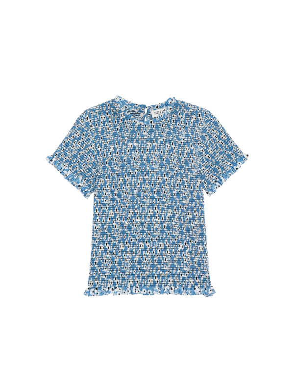 Evie Smocked Top in Blue Hazy Daisy