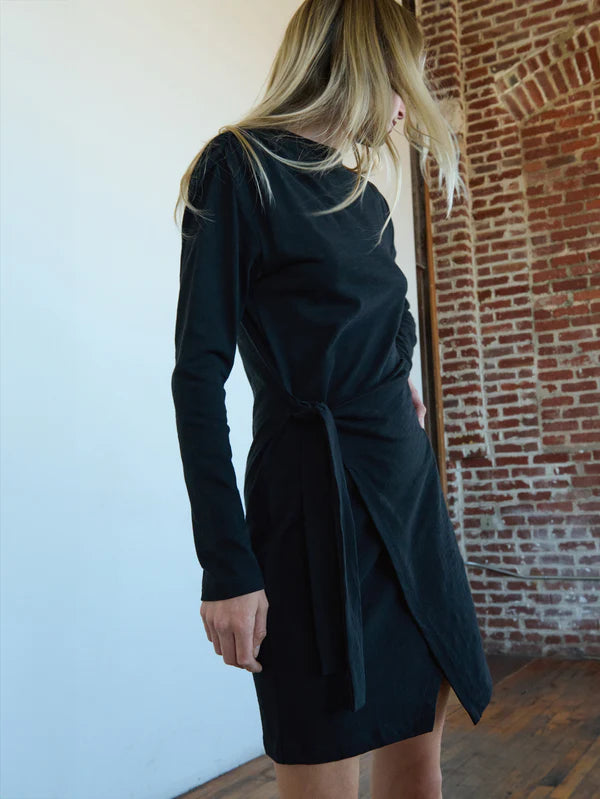 Taylor Wrap Dress in Jet Black