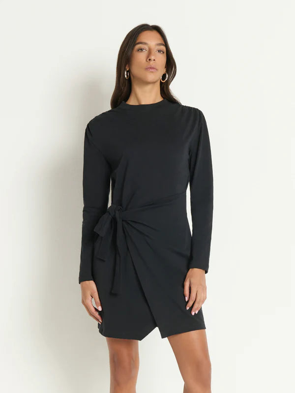 Taylor Wrap Dress in Jet Black