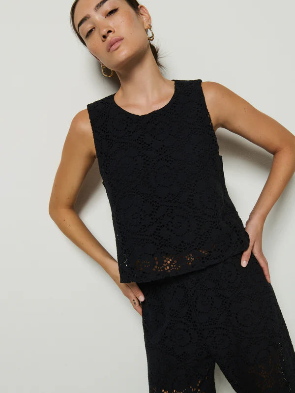 Sheri Lace Sleeveless Top in Jet Black