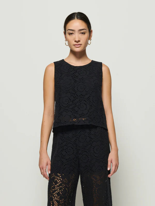 Sheri Lace Sleeveless Top in Jet Black