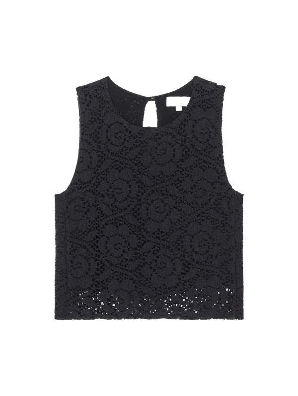 Sheri Lace Sleeveless Top in Jet Black