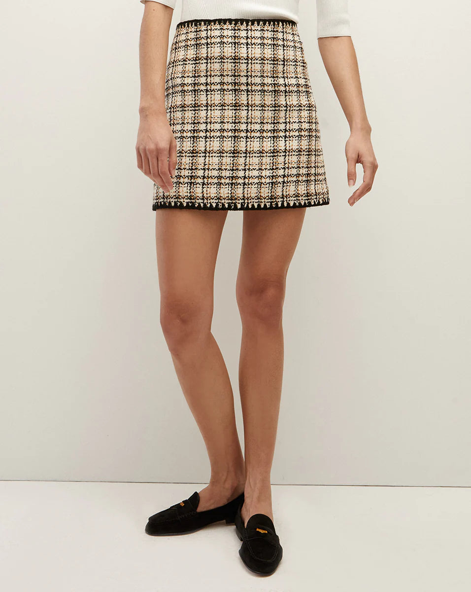 Ohemia Crochet-Trim Tweed Miniskirt in Ecru Ochre
