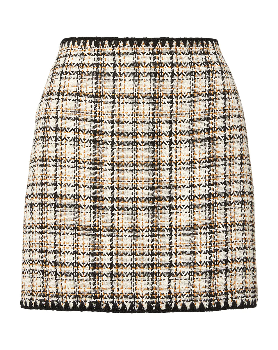 Ohemia Crochet-Trim Tweed Miniskirt in Ecru Ochre