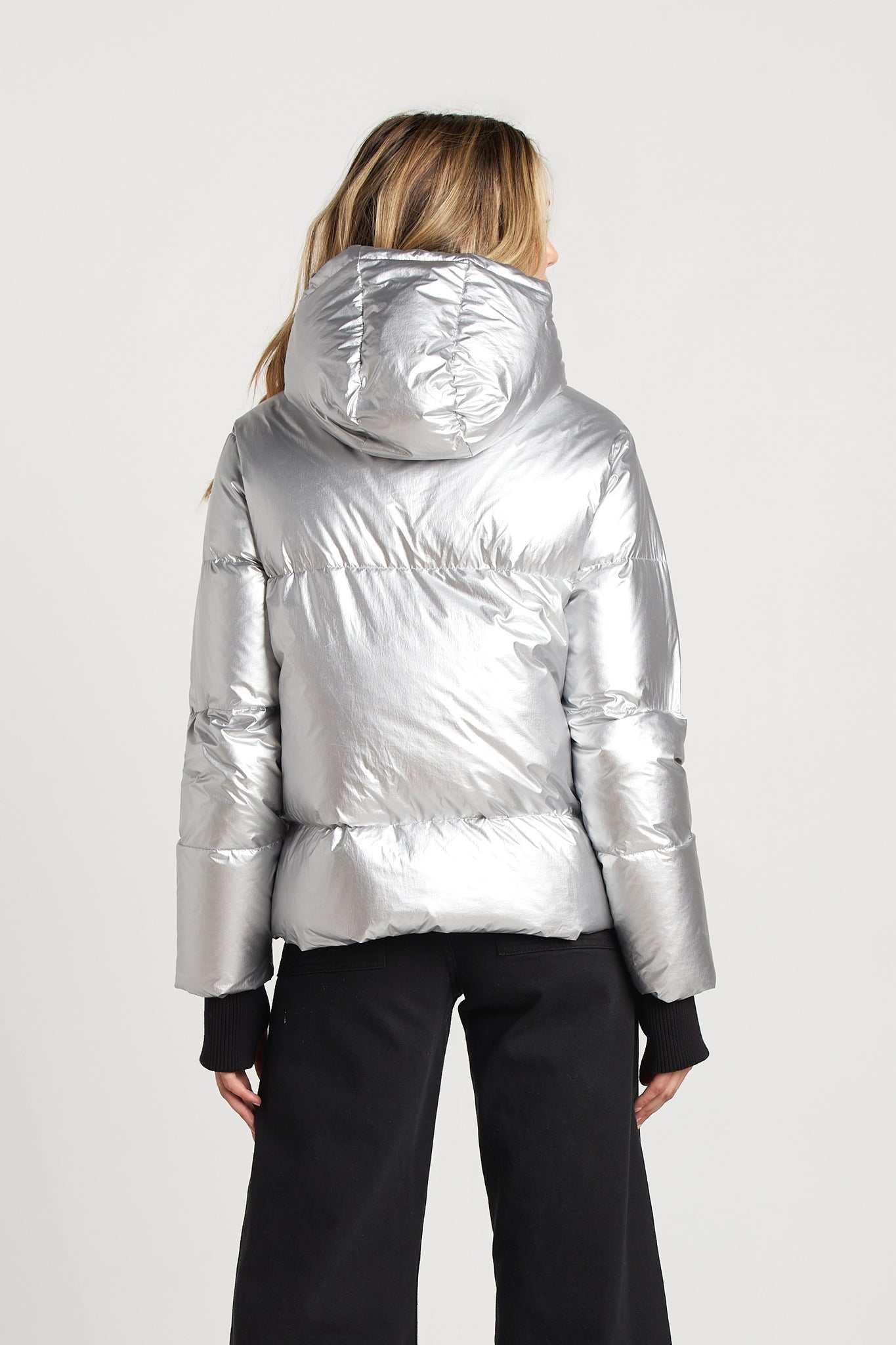 Pacific Down Hooded Jacket in Silver