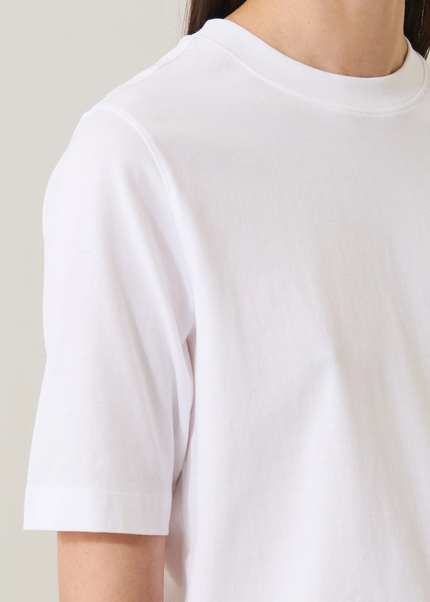 Cotton Relaxed Crew in White