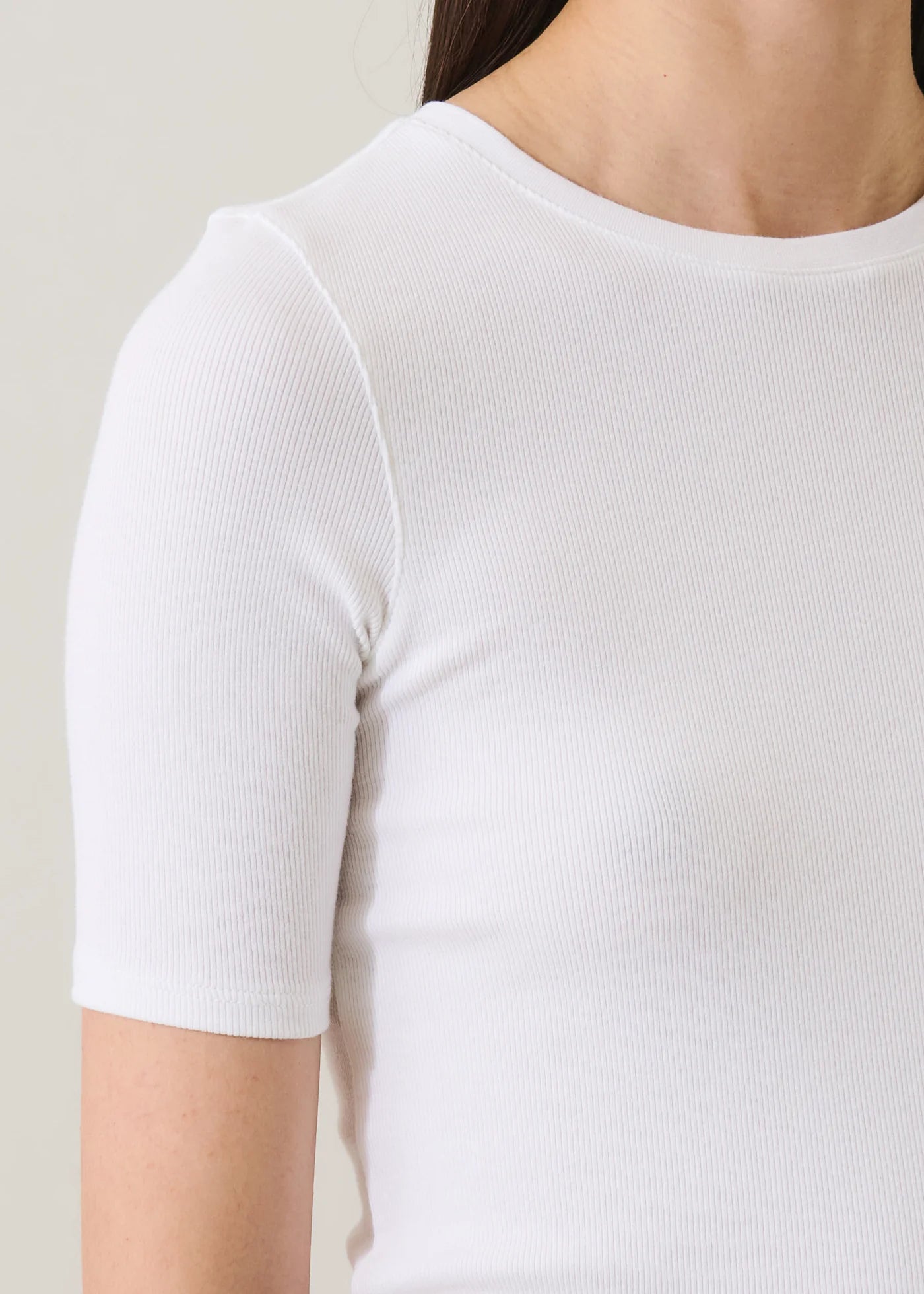 Pima Cotton Stretch Ribbed T-Shirt in White