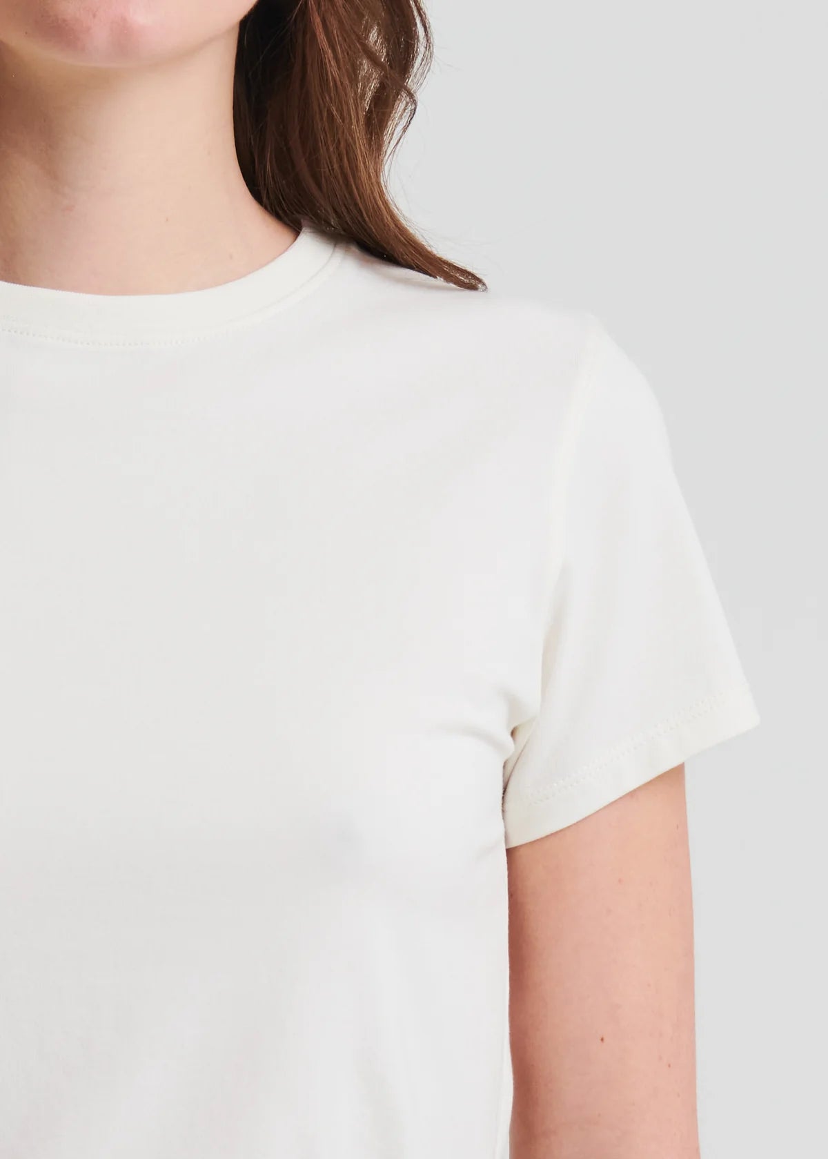 Pima Cotton Stretch Slim T-Shirt in Chalk