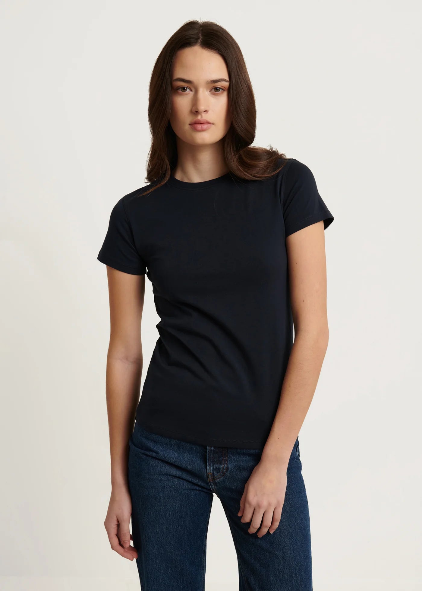 Pima Cotton Stretch Slim T-Shirt in Midnight