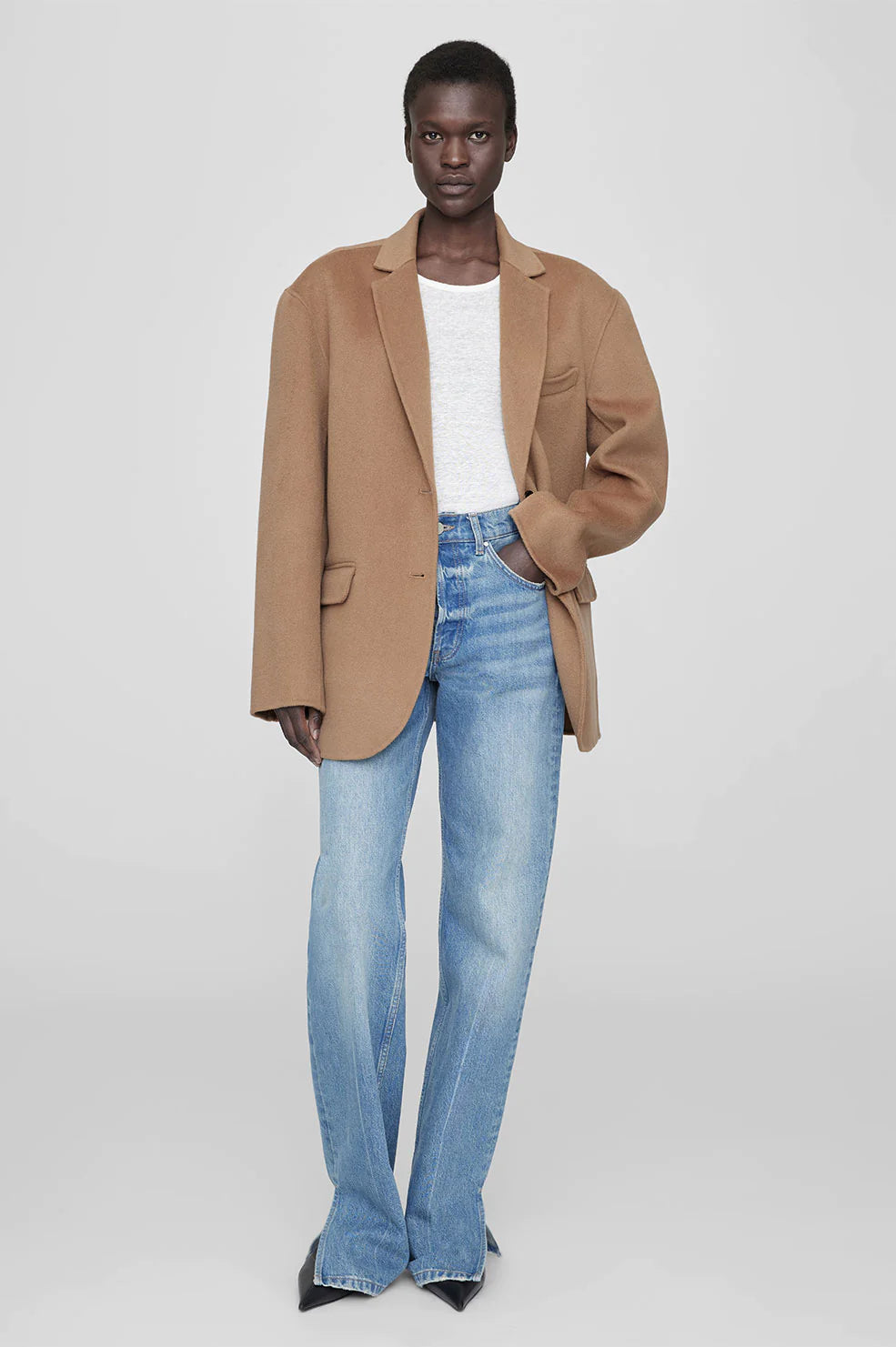 Quinn Blazer in Camel Cashmere Blend