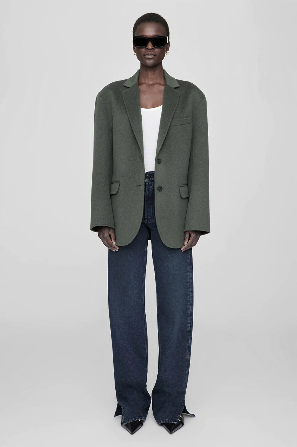 Quinn Blazer in Olive Cashmere Blend