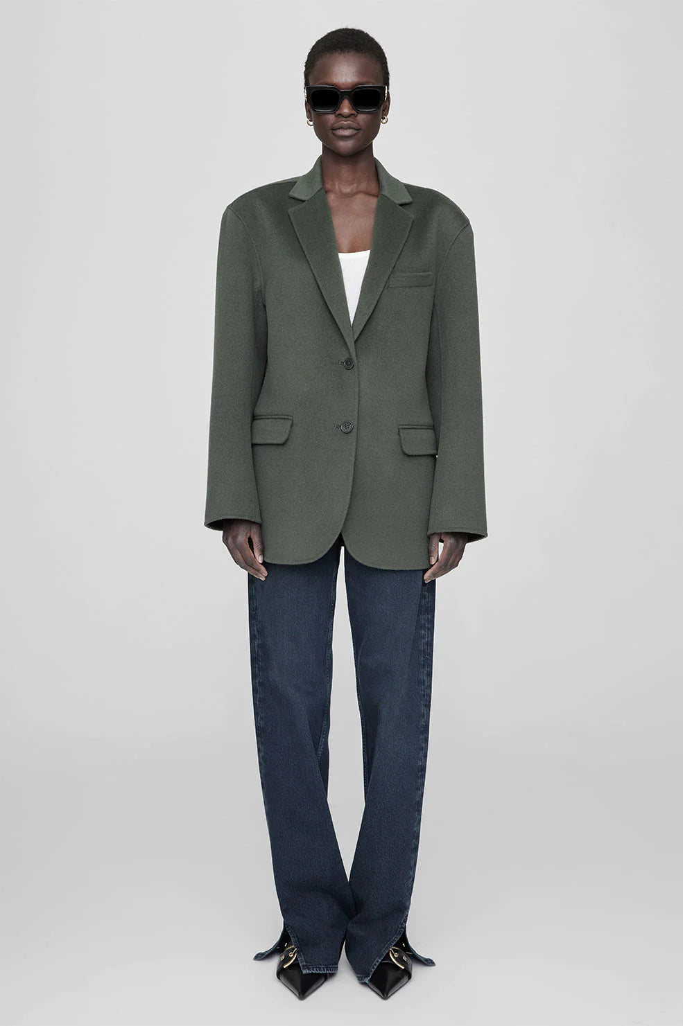 Quinn Blazer in Olive Cashmere Blend